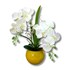 Arranjo de Orquídea Branca Permanente no Vaso Amarelo