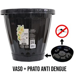 Vaso 52cm c/ Prato - Preto
